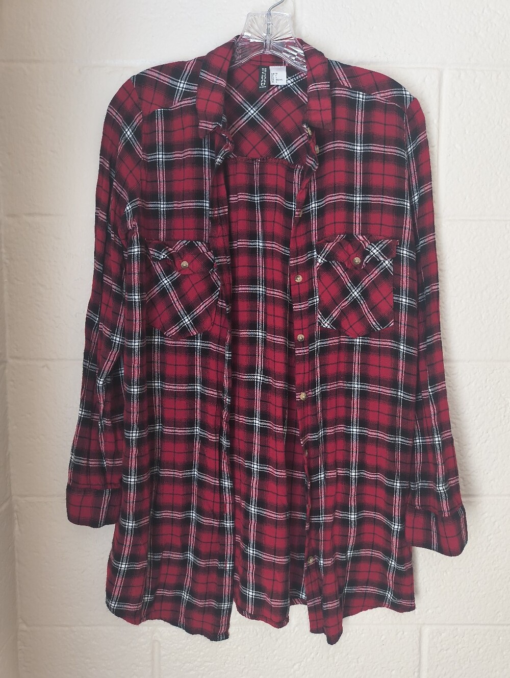 H&M Red Plaid Button-Down Shirt - Size 6
